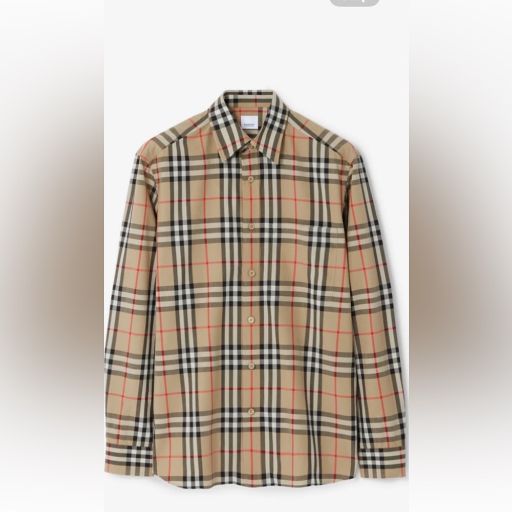 Burberry Tan and Black Casual Button Down Shirt